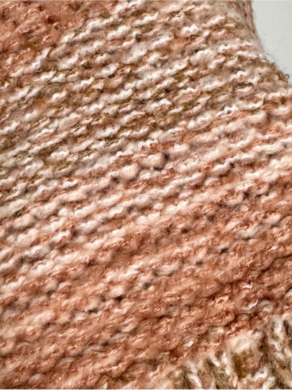 Saltwater Luxe Chunky Knit Boho Sweater Pink Beige Stripe Balloon Sleeve Medium - Picture 4 of 9